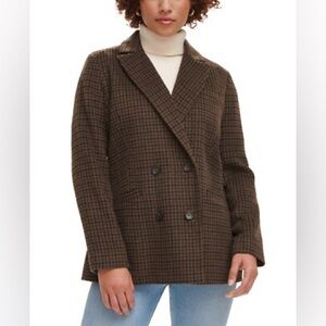 Levi's Double Breasted Blazer Women's Brown/Black Houndstooth Coat
